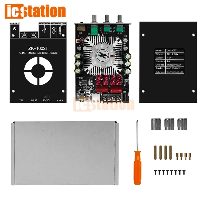 

ZK-1602T TDA7498E Bluetooth 5,0 Плата усилителя сабвуфера 2*160 Вт 2,0 канала Высокомощный аудио стерео усилитель Плата Bass AMP