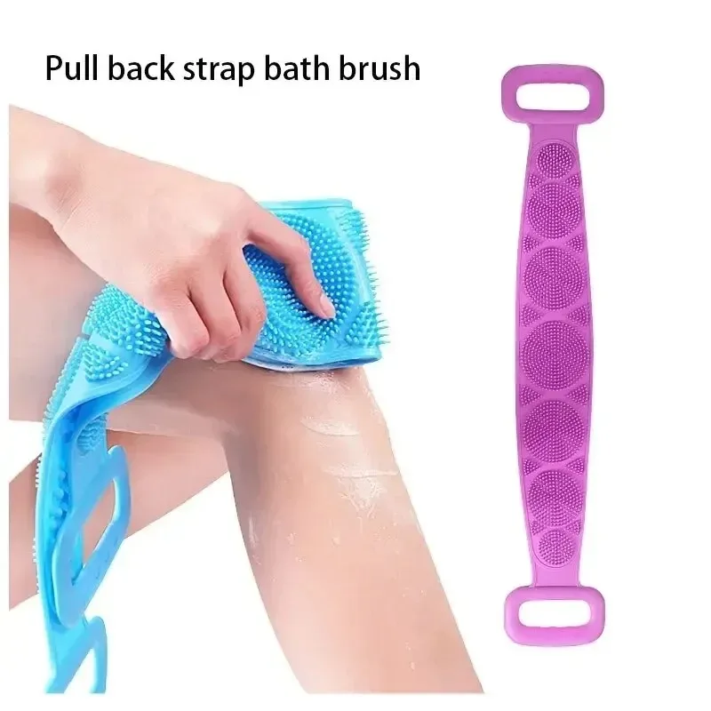 Silicone Body Sponge Back Scrubber Bath Towel Scrubber Rubbing Back Peeling Massage Shower Belt Extended Skin Cleaning Brush