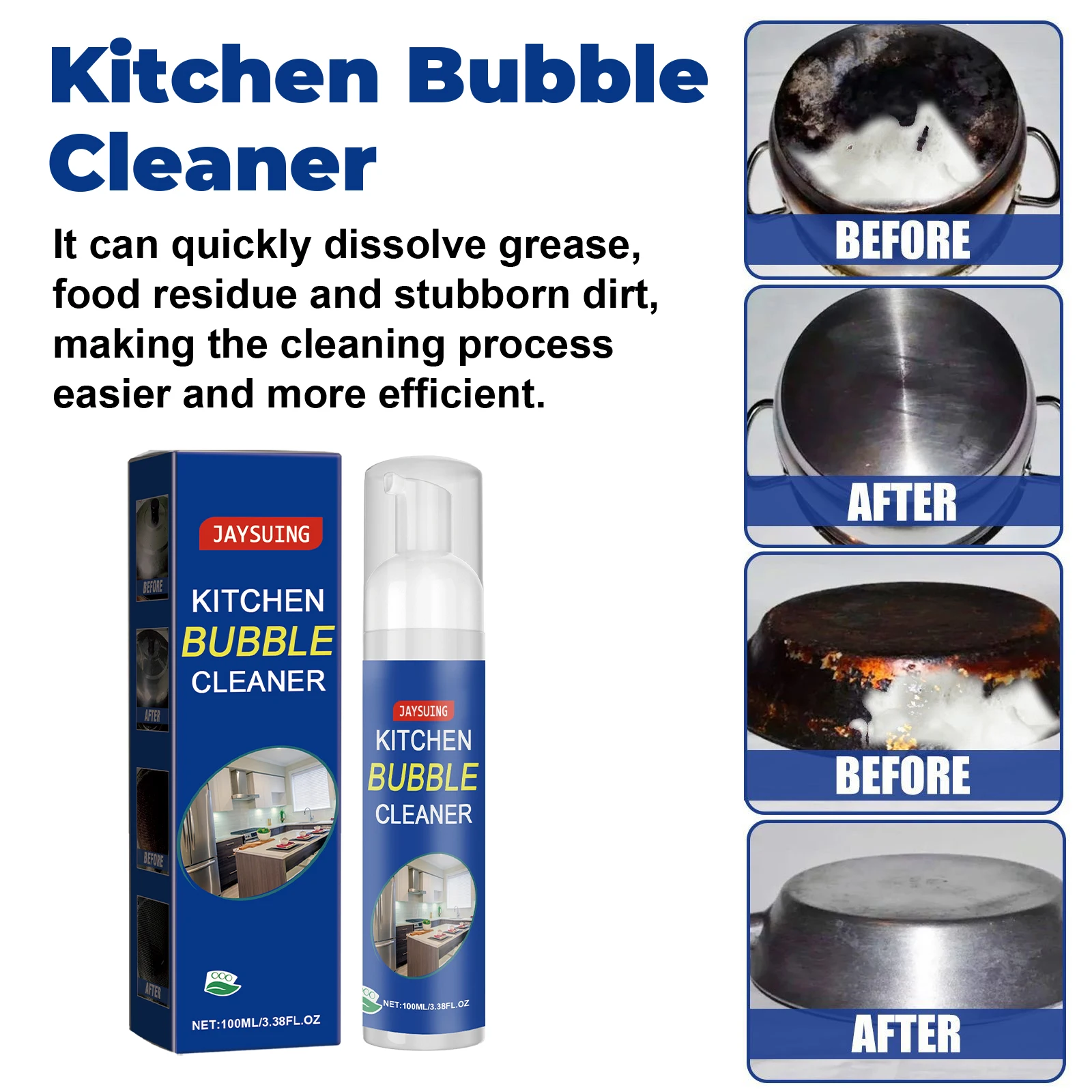 100ml Cleaning Bubble Spray Kitchen Grease Cleaner Rust Remover Home Dirt Oil Descaling Detergent Bubble Foam Clean Supplies