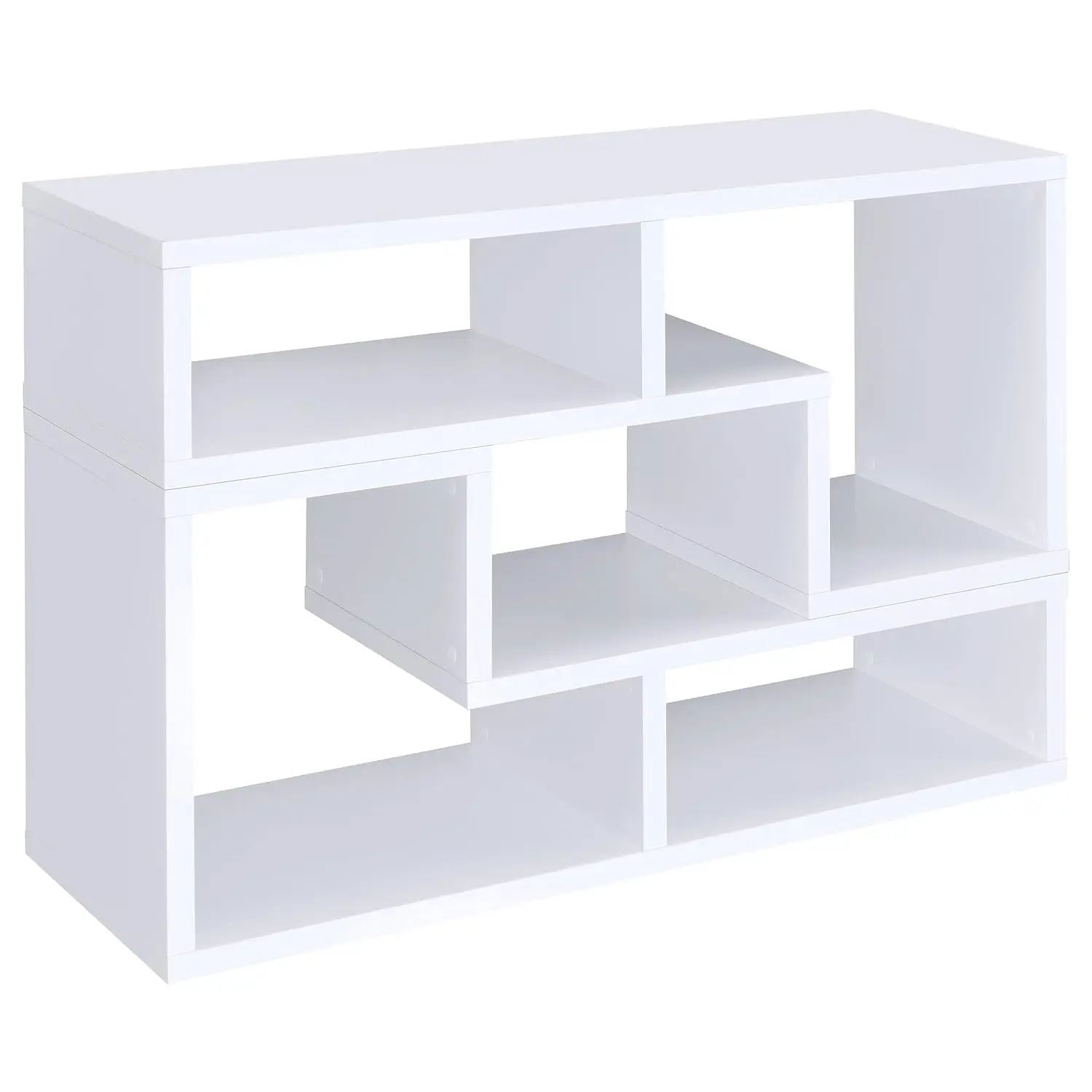 Velma 4-Shelf Engineered Wood TV Stand Geometric Cube Design Living Room Office White, Customized