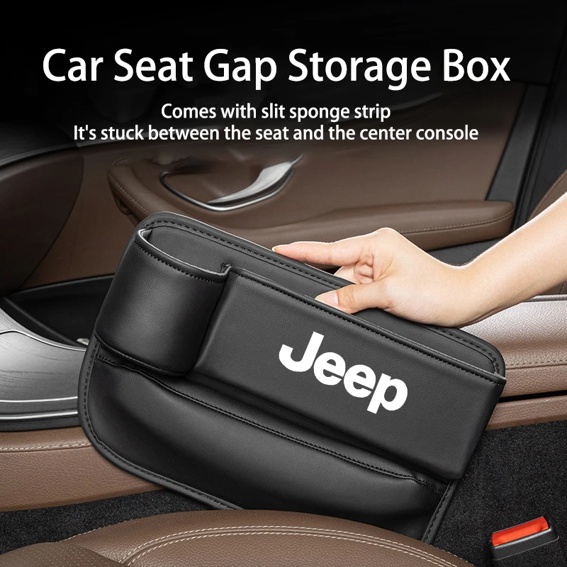 

Valve Cap Car Leather Seat Gap Organizer With Cup Storage Box For Jeep Grand Cherokee Wrangler JK Gladiator Compass Renegade