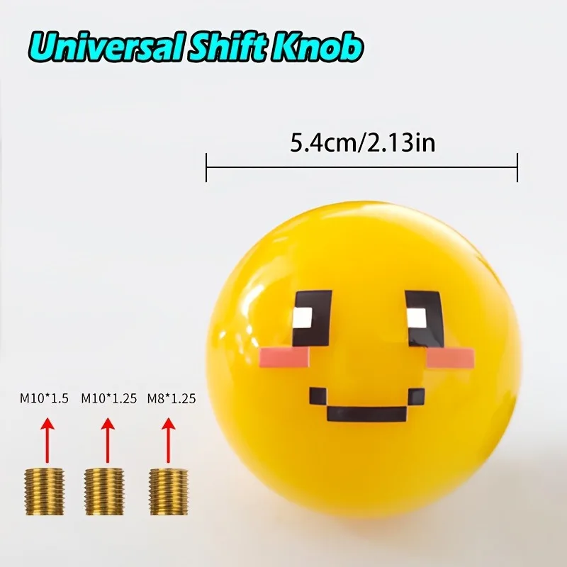 Новая ручка переключения передач Pixel World Smile JDM Pixel Emoji, декоративная головка 54 мм, подходит для ручного рычага переключения передач