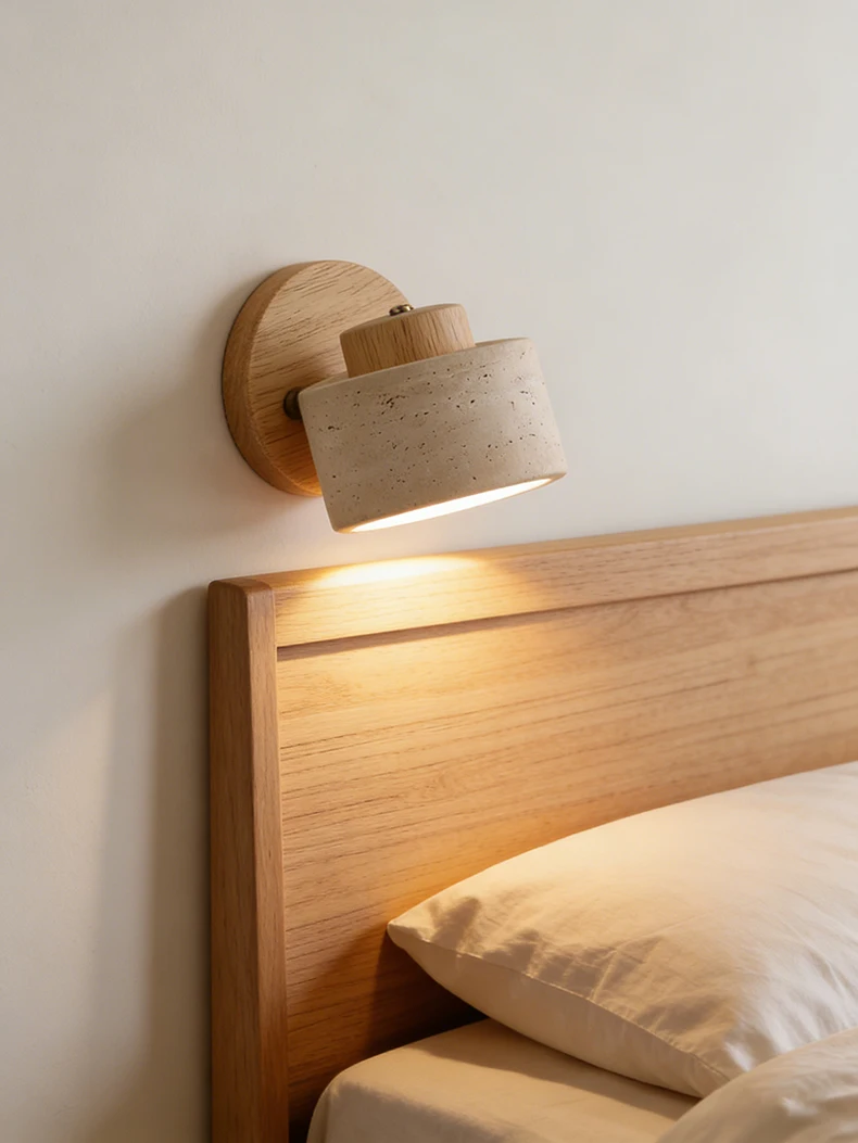 Real Stone Wall Lamp G9 Bulb Wood Base