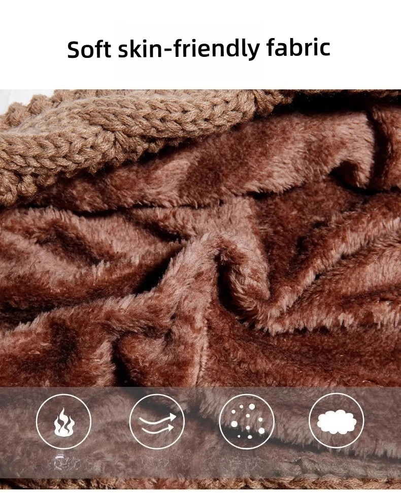 طقم وشاح قبعة شتوية للسيدات - قبعة صغيرة من الصوف الحراري بالاكلافا، طقم منسوج من قطعة واحدة مع وشاح مرفق للبرد الشديد #6