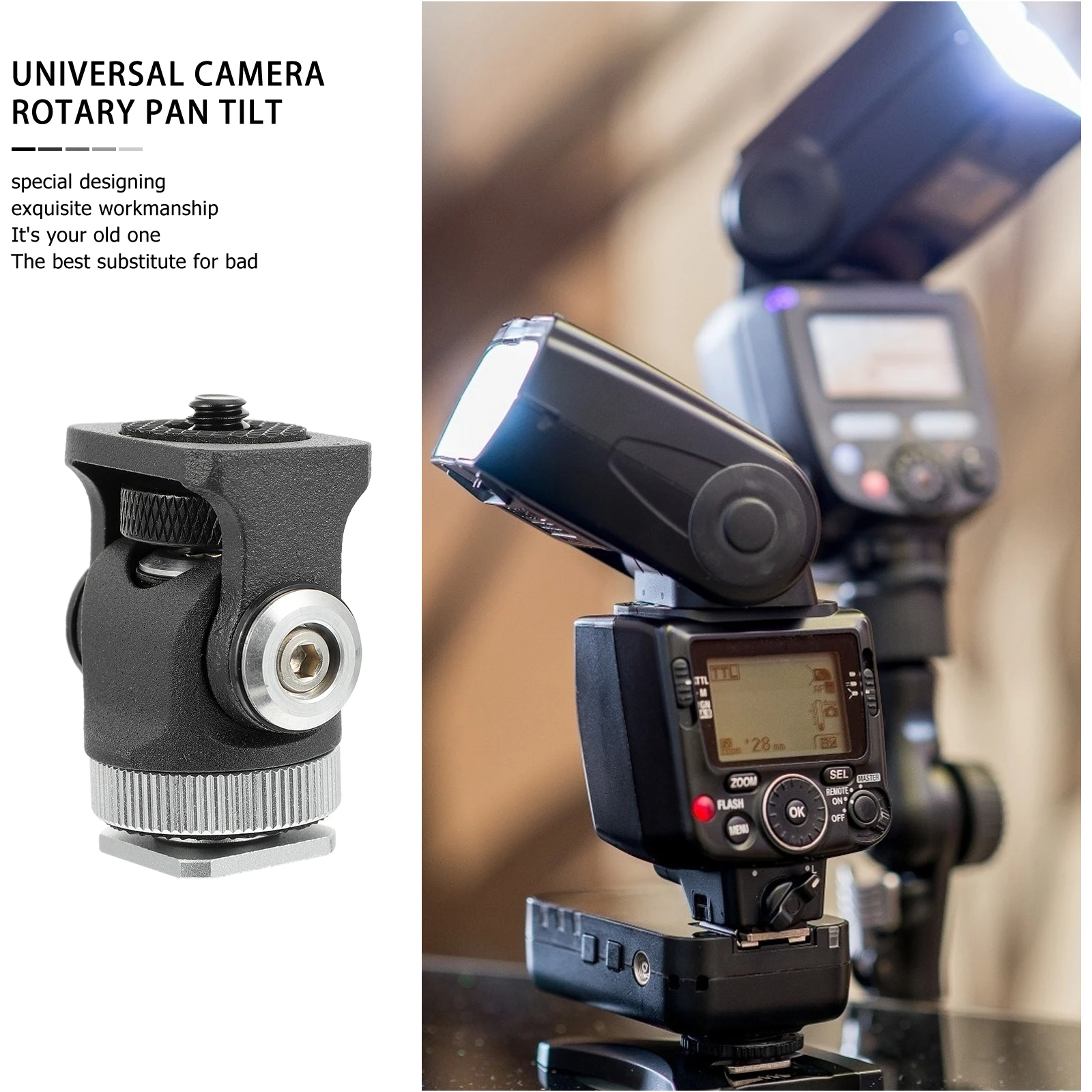 

Aluminum Camera Light Hot Shoe Adapter Shoe Mount Monitor Mini Ball Head Mini Ball Head Mount Light Monitor Phone 1/4\