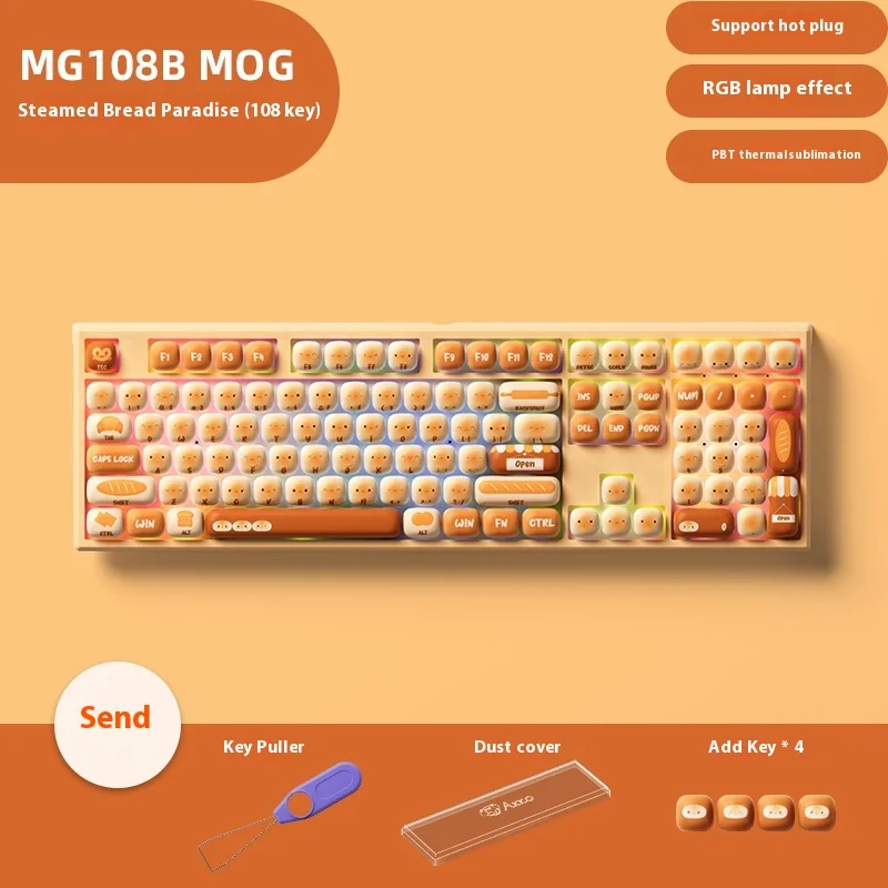 

Akko MG108B Mechanical Keyboard Three Mode Rgb Hot-Swap Steamed Bun Paradise Customized Cute Accessory For Gamer Desktop Office