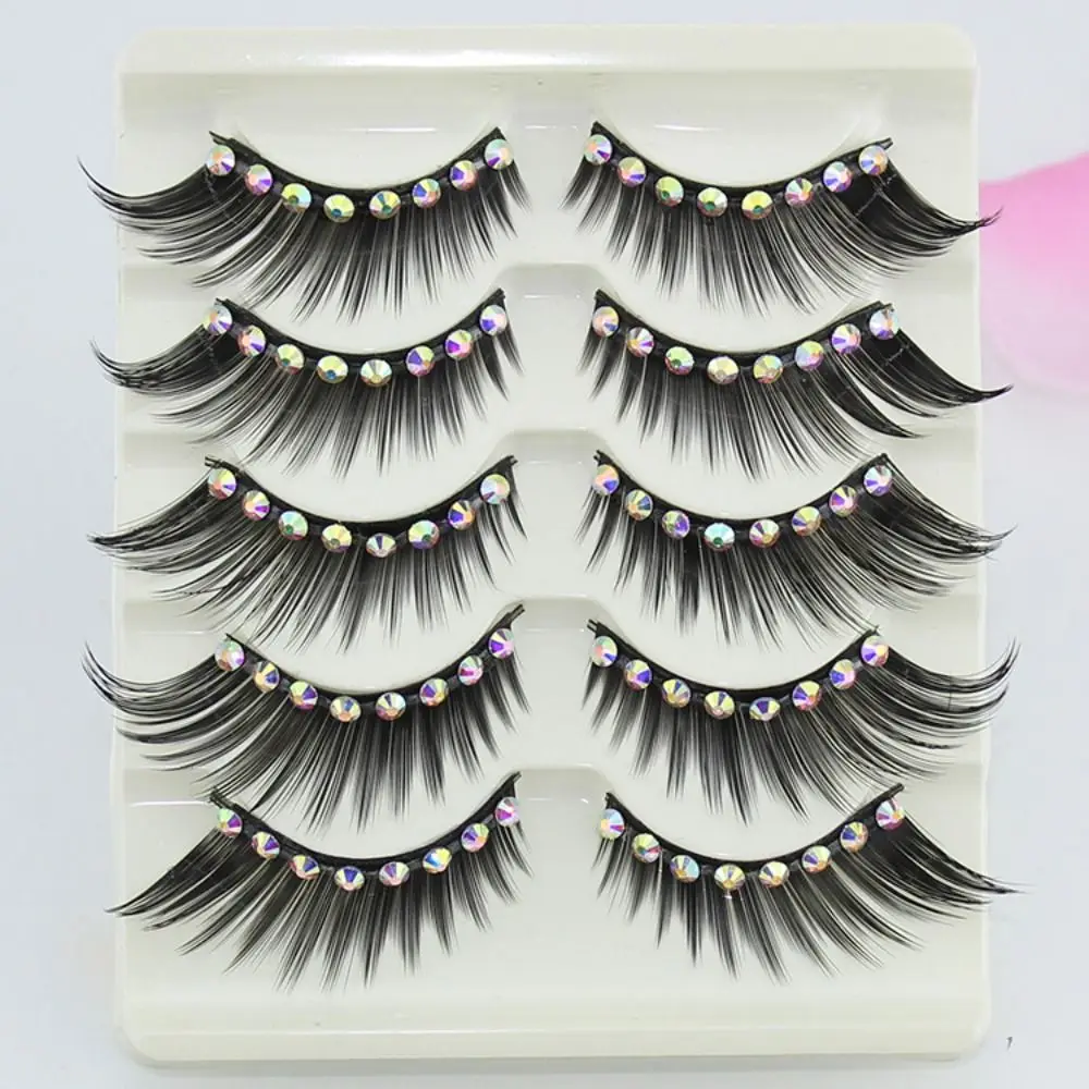 fiber Shiny Spiky Glitter Eye Extension Fuffy Lashes Diamond Manga Lashes Thick Long Eye Lashes Cat Eye False Eyelashes