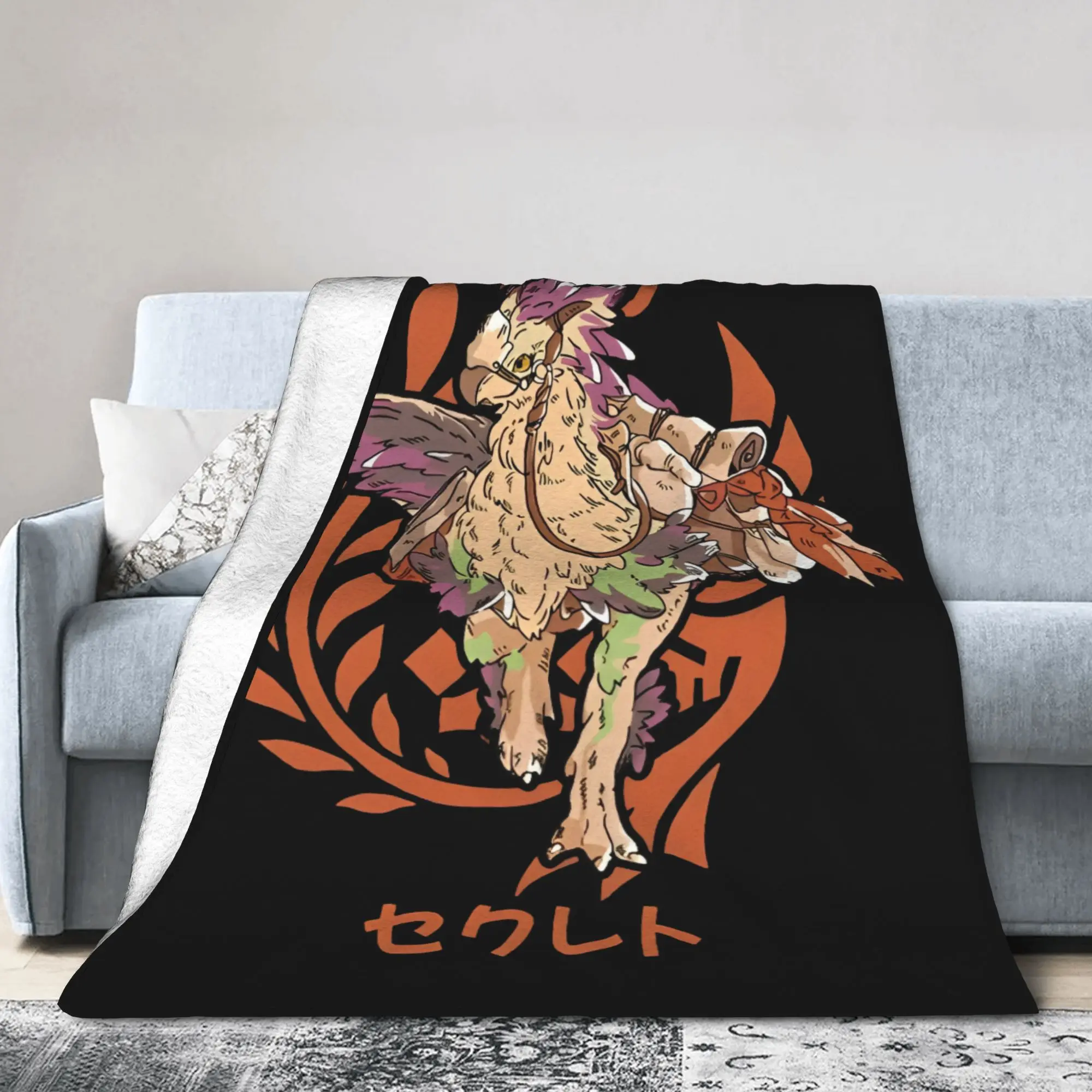 

Фланелевое одеяло Monster Hunter Wilds Seikret, игровое одеяло для дивана, вязаное одеяло для автомобиля, легкое, многофункциональное