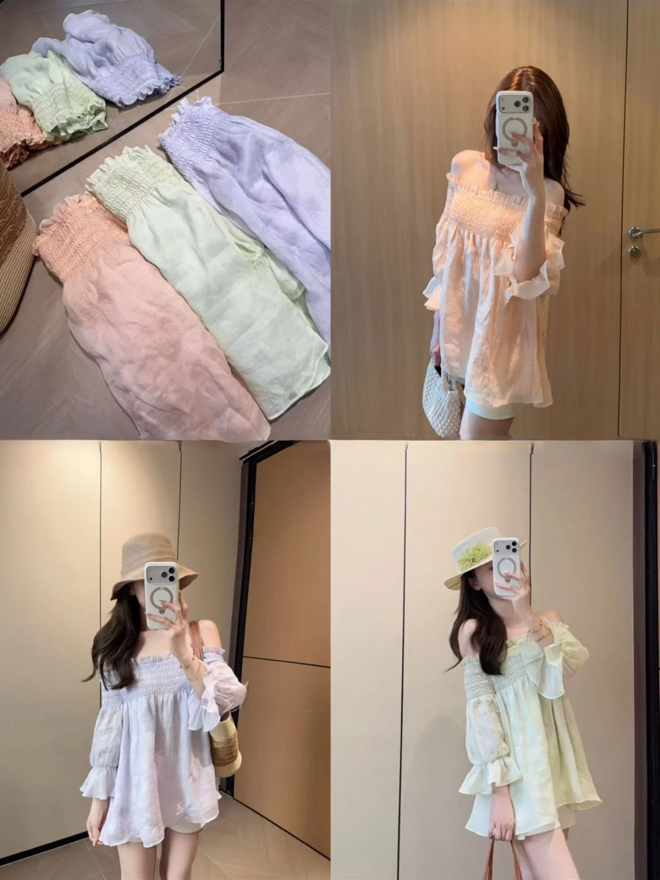 

Staycation Embroidered Flax One-Shoulder Holiday Style Top Women's Loose Fit Casual Style Midi Length Sleeve Seven-Quarter