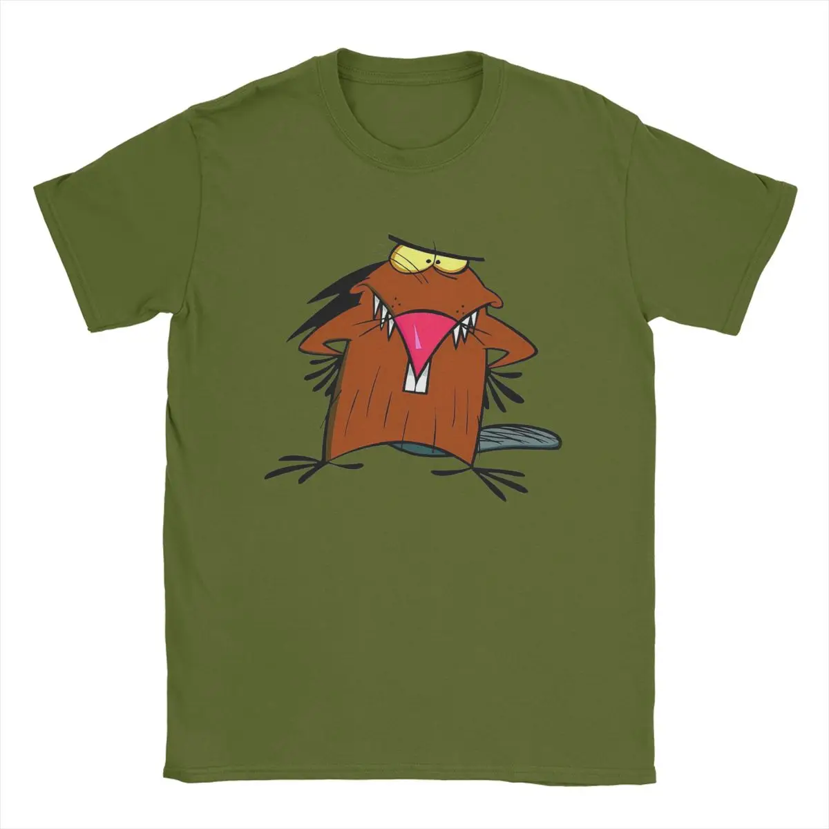 Crazy Angry Beavers T-Shirt for Men Round Neck Pure Cotton T Shirts Short Sleeve Tees Plus Size Clothes