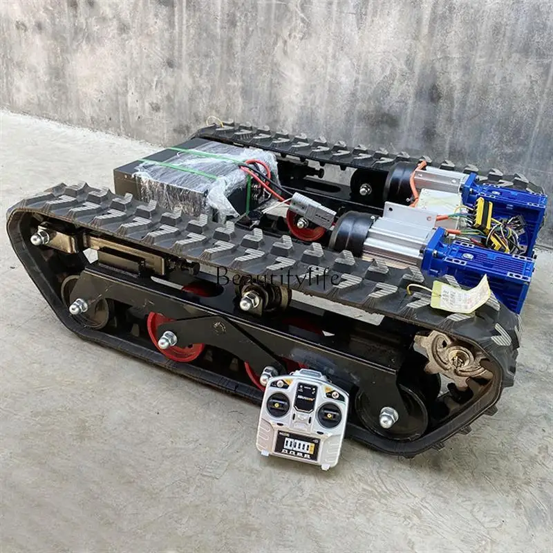 

Dual motor drive crawler transporter remote control walking chassis modified for agricultural use