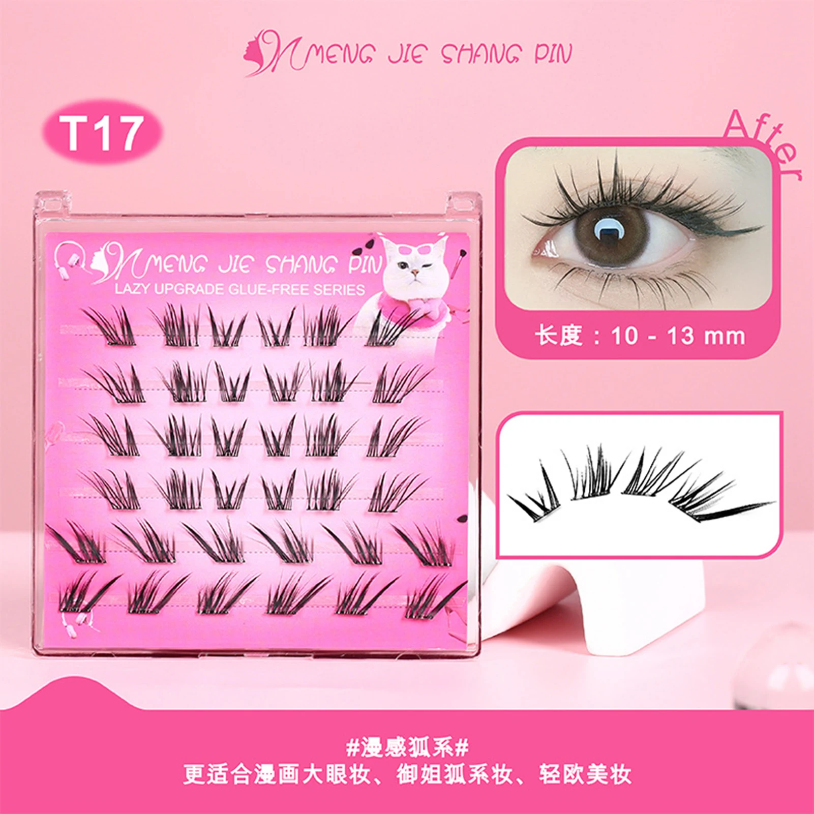 Fox- Eye manga Cluster di ciglia finte Lunghezza mista Nero naturale C Curl Ciglia alate Ciglia quotidiane Accessori per il trucco