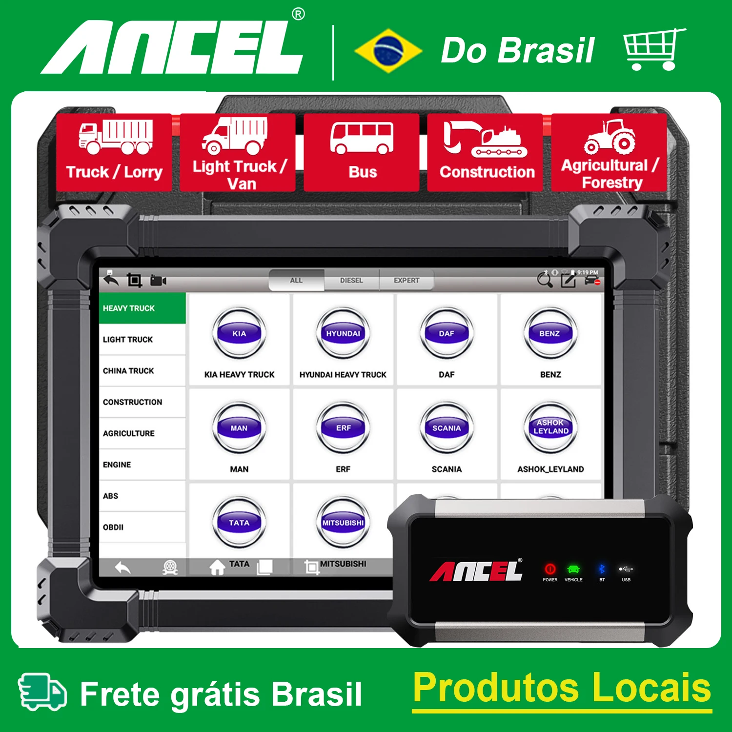 ANCEL X7 HD Heavy Duty Truck Scanner D-P-F Regen All System Diagnostic Tools 40+ Reset 12V/24V Car Truck Professional Scanner