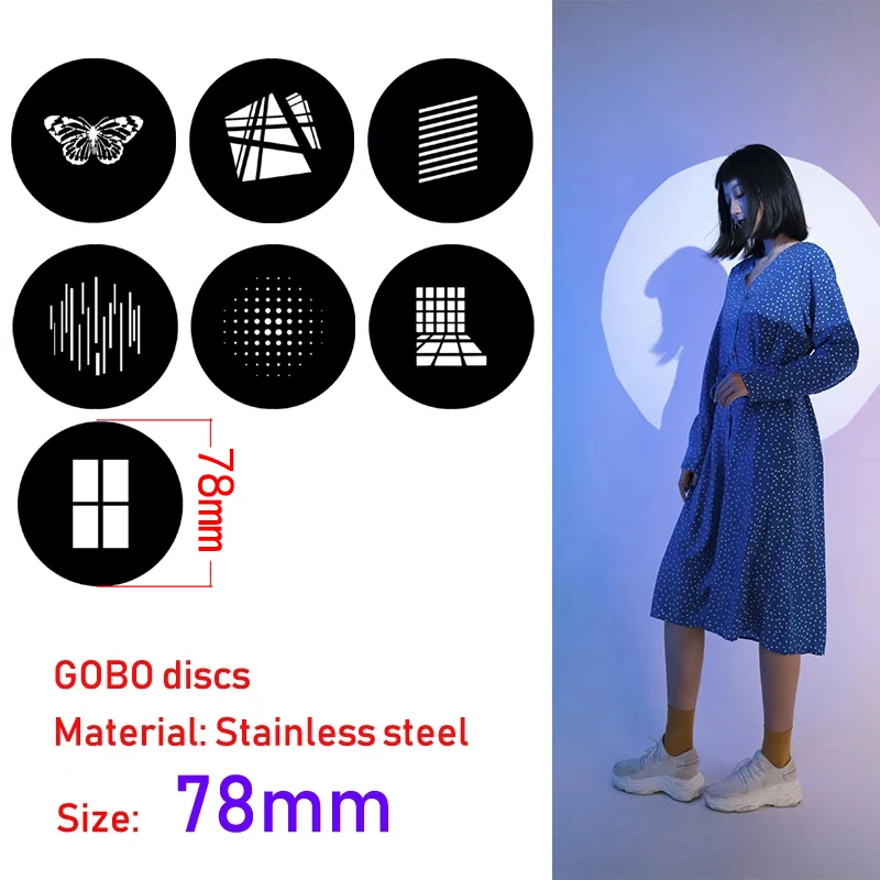 78mm GOBO discs Shadow Mask Cutting light neatly Project pattern adding texture  background  layer picture Apply to PJ-FZ60