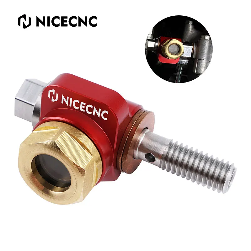 NICECNC Banjo Bolt Oil Sight Glass for Honda XR650L XR600R XR 650L 600R L R 1985-2024 2022 2021 2020 Motorcycle Aluminum Alloy