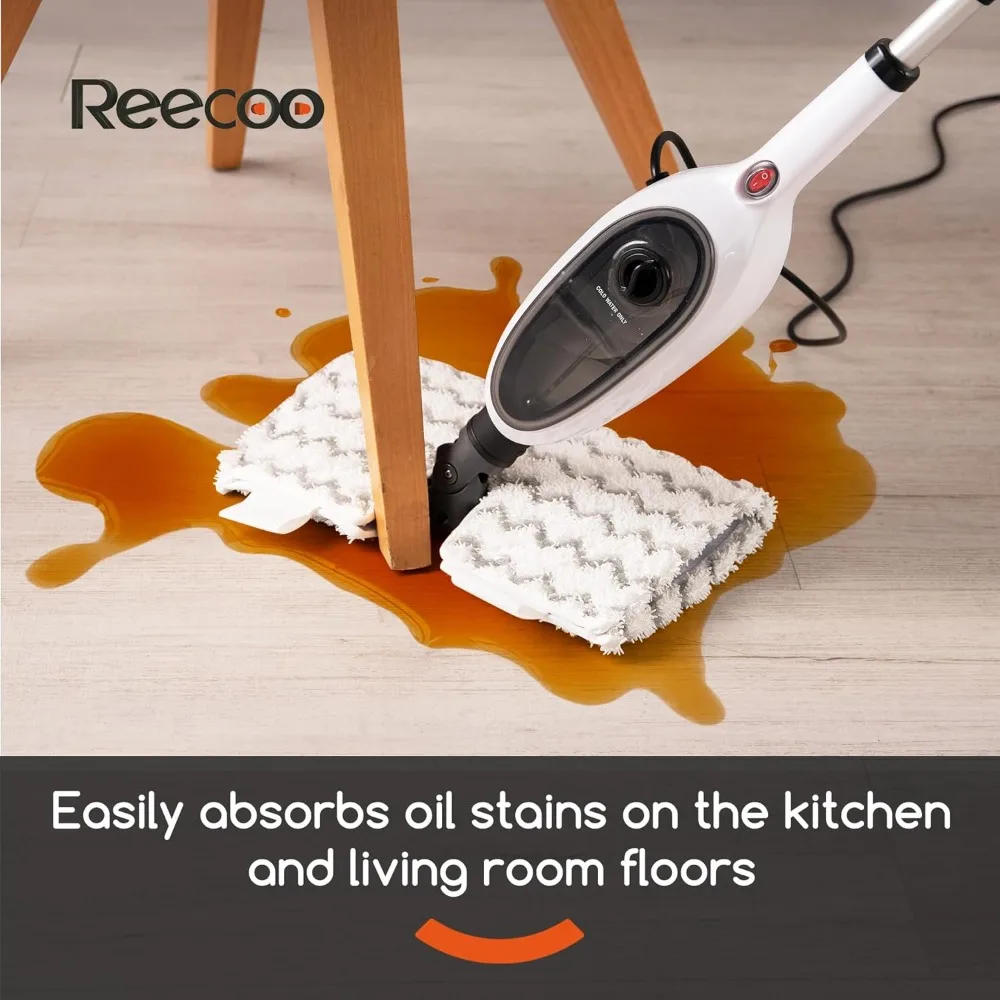 Steam Mops for Floor Cleaning, Unique Double-Sided Flip Design, 15 Seconds Fast Heating，10-in-1 Steam Cleaner for Kitchen