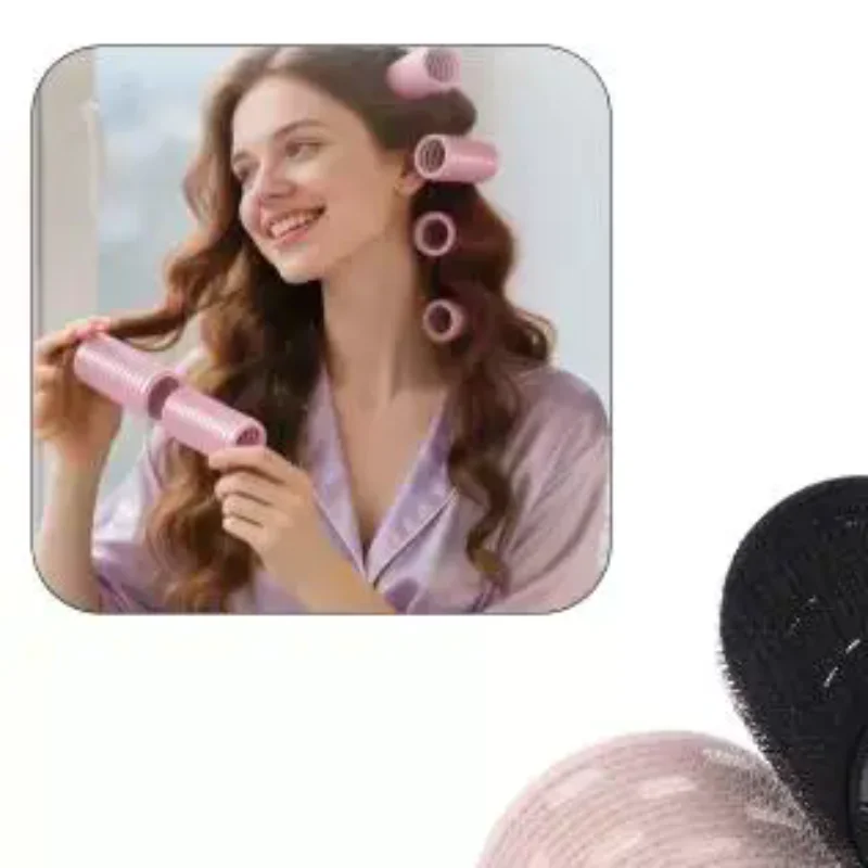 8pcs Extra Large Aluminum Core Black Grey Hair Rollers Set Multiple Size Hook & Loop Jumboo Air Bang Magic Sleep Curl Bar 60mm