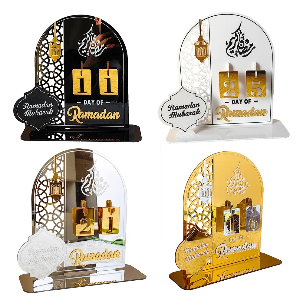 

Ramadan Calendar Ornament Eid DIY Party Decoration Digital Timing Acrylic Muslim Mirror Table Decor For Festive Party Supplies