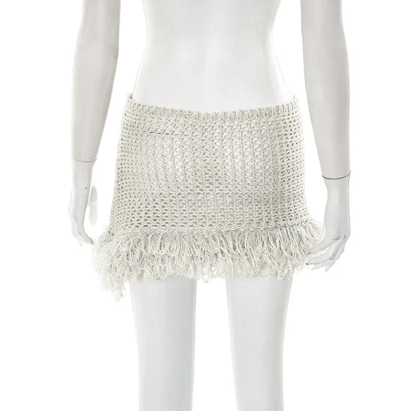 المرأة الصلبة الجوف خارج محبوك شرابة التنانير الصغيرة مثير منخفضة الخصر محب تنورة غير رسمية عطلة الشاطئ التستر قيعان الشارع الشهير