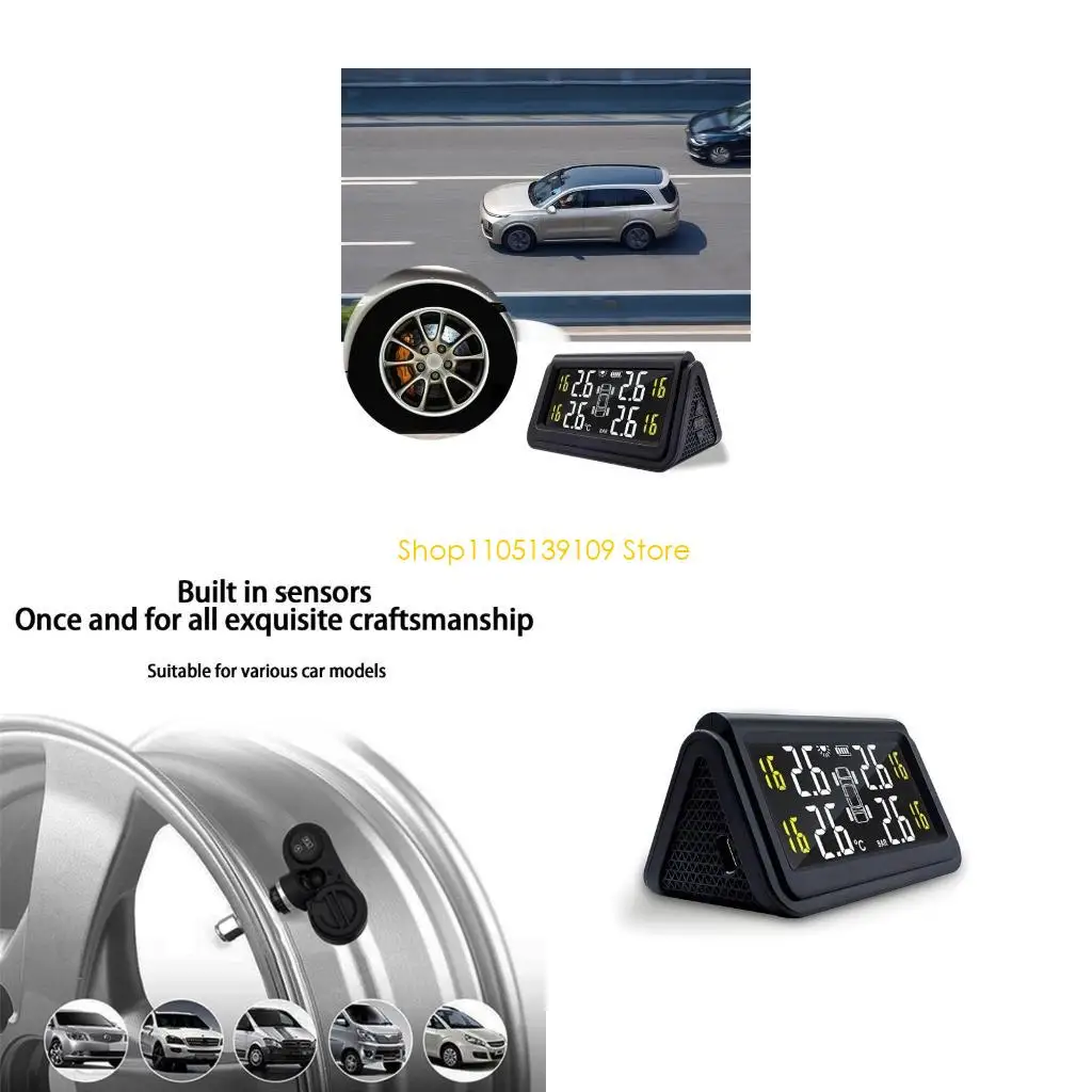 

Solar USB Powered Auto Security Alarm Car TPMS Tire Pressure Monitoring System