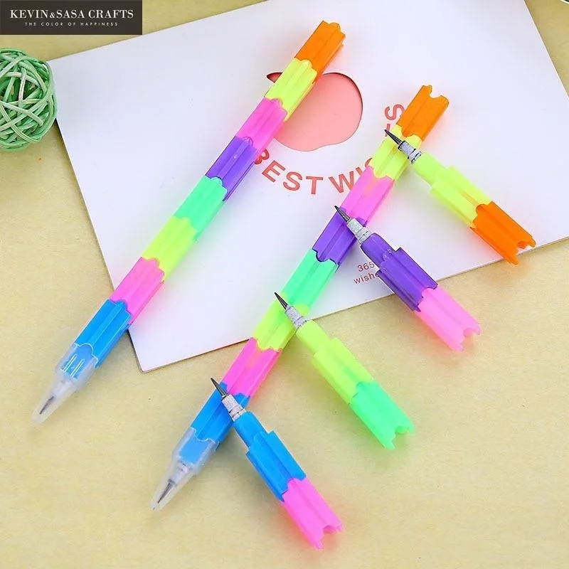 5Pcs/lot Creative Rainbow Stacker Swap Pencils Building Block Non-Sharpening Pencil Writing Pencil for Kids Cute Pencils