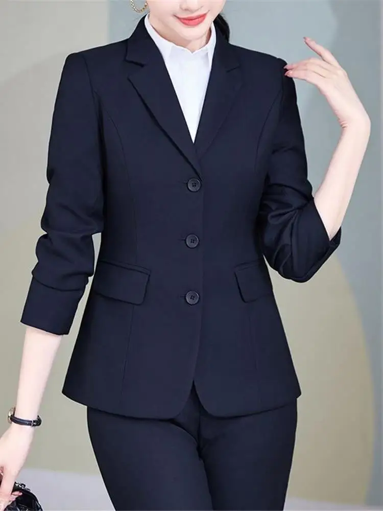 

Весенне-осенний костюм малого размера: женский пиджак, профессиональная одежда для студенток, для официальных собеседований, рабочая форма, элегантный стиль.