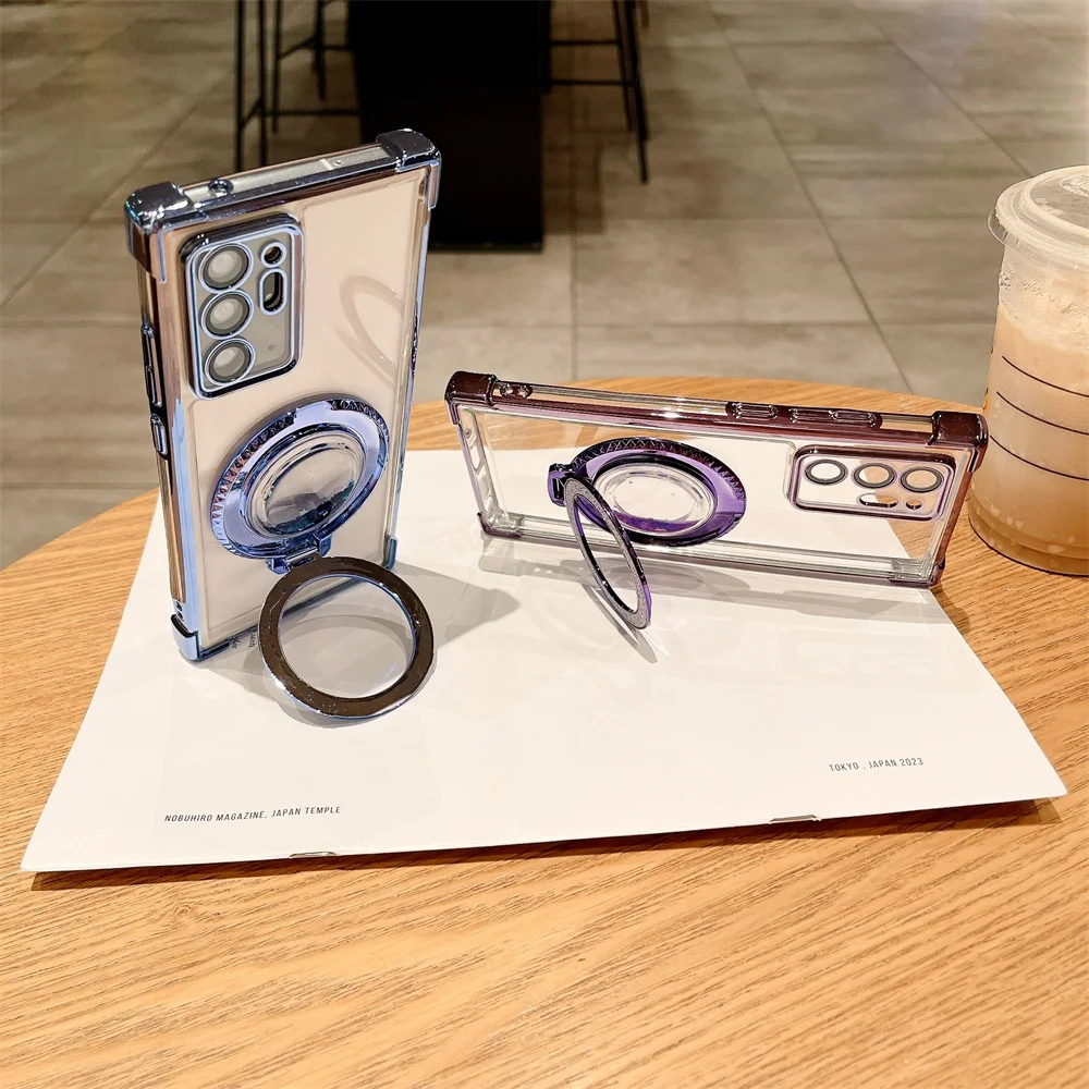 For Samsung S24 Ultra Quicksand Bracket Magsafe Case for Samsung Galaxy S23 FE Ultra S22 Plus A55 A54 A25 Airbag Plating Cover