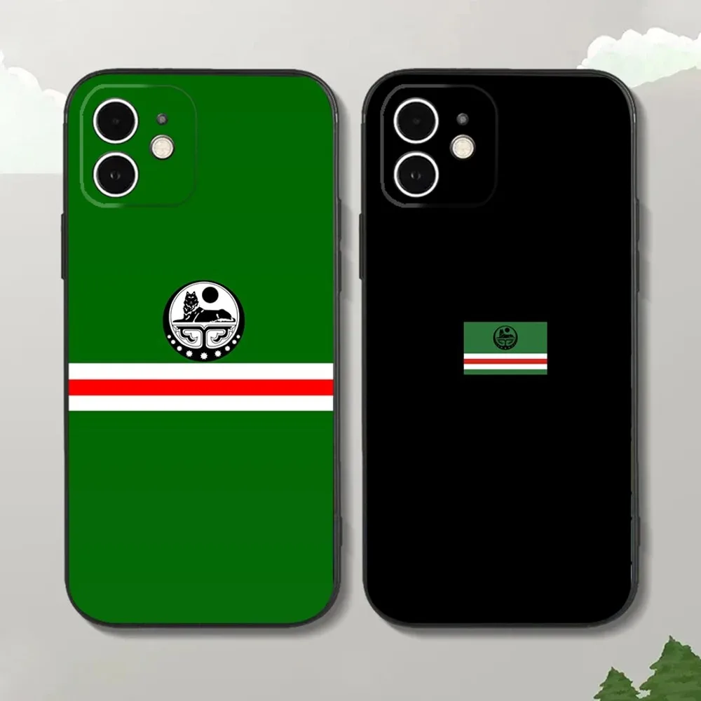 C-Chechen National Flag Phone Case For iPhone16,15,14,13,12 Mini 11 Pro XR,X,XS,MAX 7,8 Plus Silicone Cover Soft Black