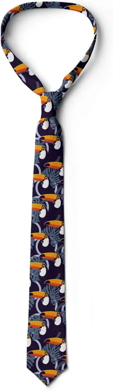 Tropical Birds Tile Pattern Multicolor Modern Men's Tie for Men Print One Size Necktie Shirt Accessories