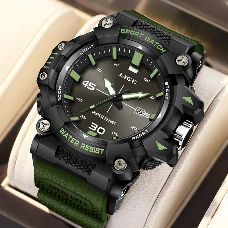 LIGE 2026 쿼츠 손목시계 패션 밀리터리 최고급 명품 시계 남성 스포츠 방수 야광 날짜 표시 남성 시계 레로즈 옴브레