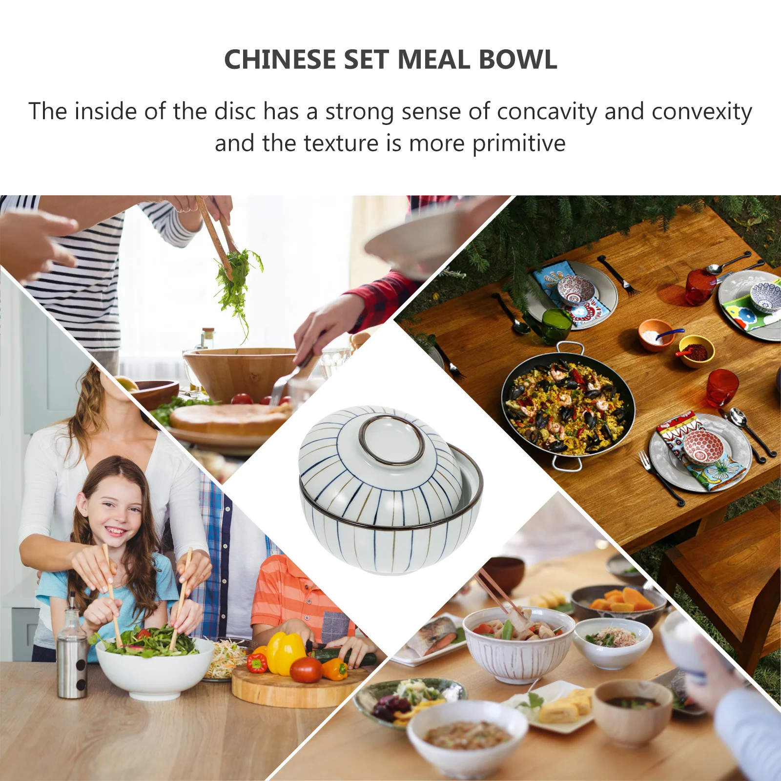 

1Pcs Ceramic Rice Bowl Premium Craftsmanship Soup Noodle Salad Dessert Serving Bowl for Indoor Outdoor Family Gathering Hotel