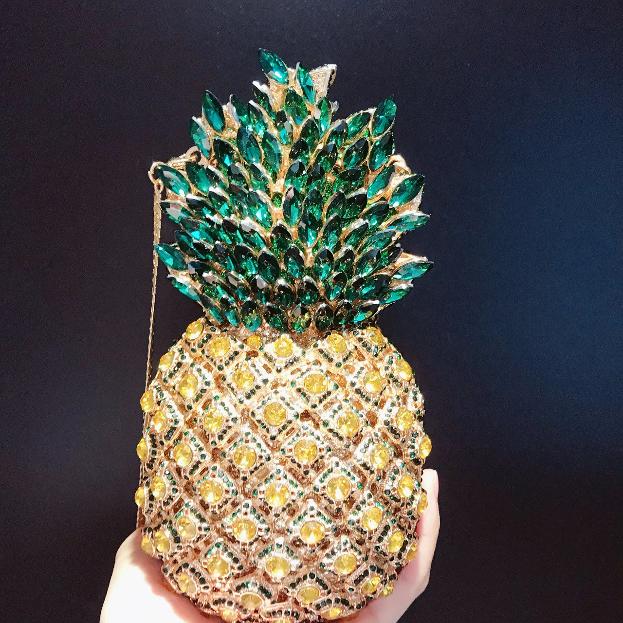 Fashion Pineapple Evening Clutch Bags Purse Golden Rhinestone Designer Luxury Women Party Clutches Shoulder Bag Wedding Handbags