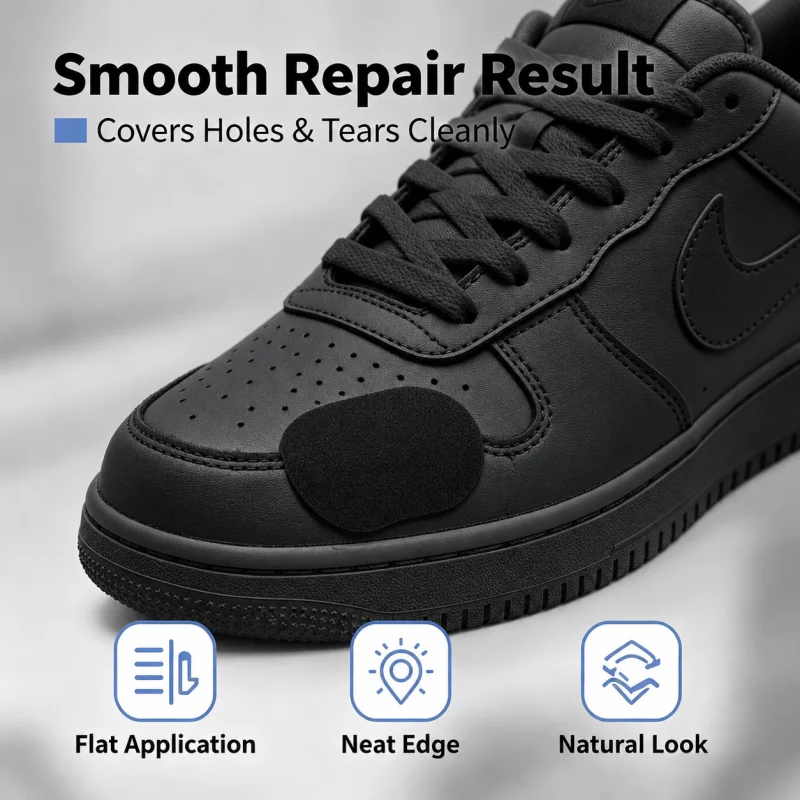 6Pcs Self-Adhesive Black Shoe Repair Patches, Anti-Wear Sneaker Heel Protector Patches, Durable Fabric Shoe Hole Repair Stickers view 6