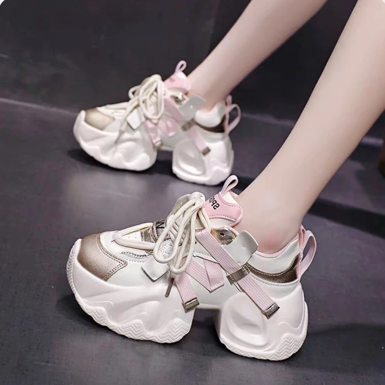 Casual Med Heel Rubber Sneakers for Women 2024new Hot Sale Summer Fashion Ladies Shoes Rubber Pu Women\'s Vulcanize Shoes