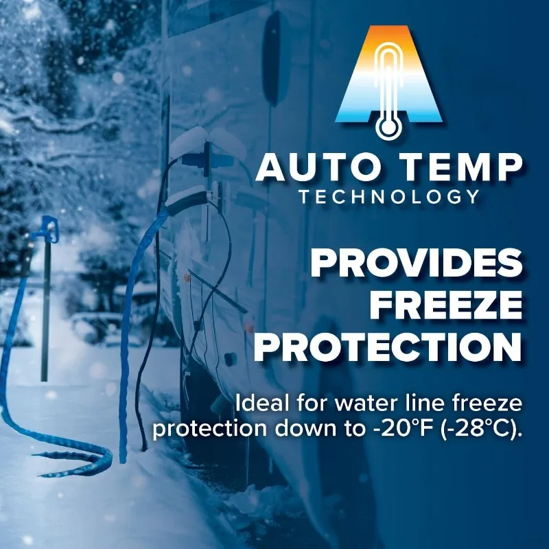 خرطوم ماء ساخن 50 بوصة لـ RV - يمنع التجميد حتى -20 °   — معتمد لمياه الشرب وخالي من الرصاص - رائع للمخيمات