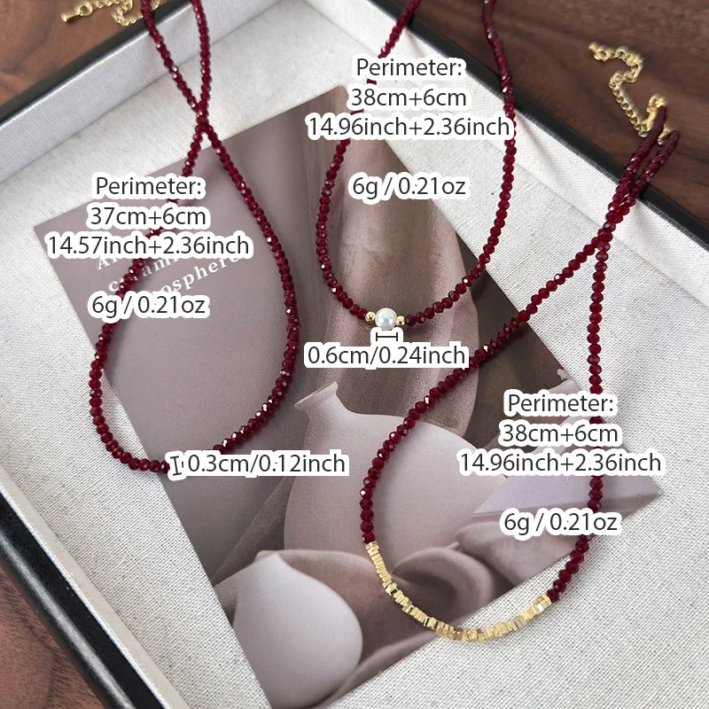 Fashionable Red Pearl Glass Bead Necklace with Unique Design and Luxury Feel for Collarbones
