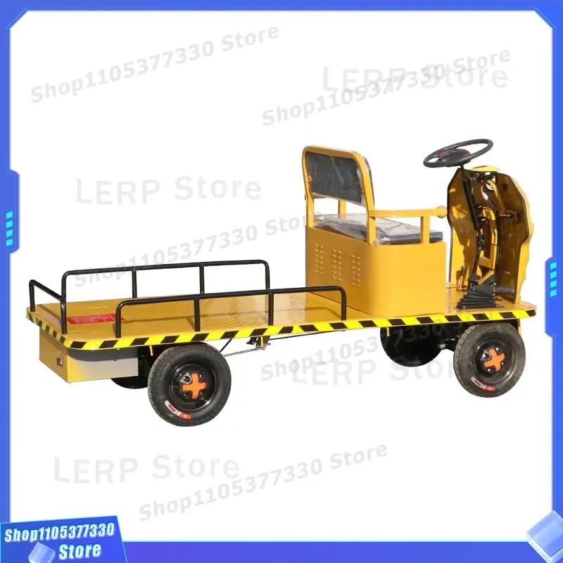 Heavy Duty Electric Platform Trolley Flatbed Truck Four Wheeled Cargo Transporter Industrial Warehouse Logistics Hand Cart