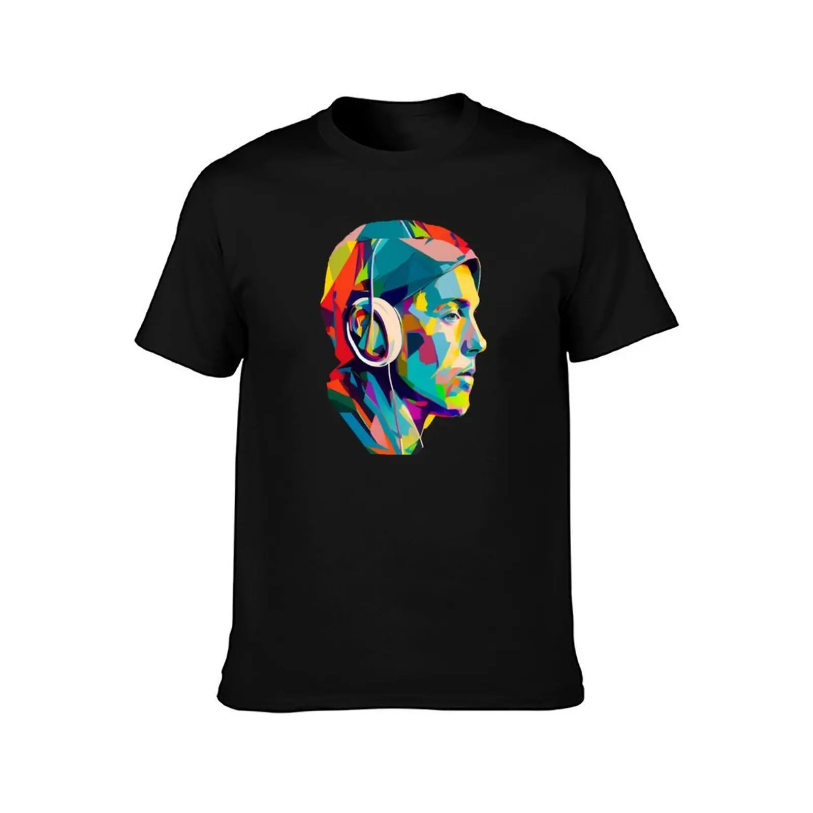 hip hop singer music wpap headset colorful T-Shirt, Summer Casual Cotton Tee, Oversized Streetwear Tops, Vintage Graphic Print