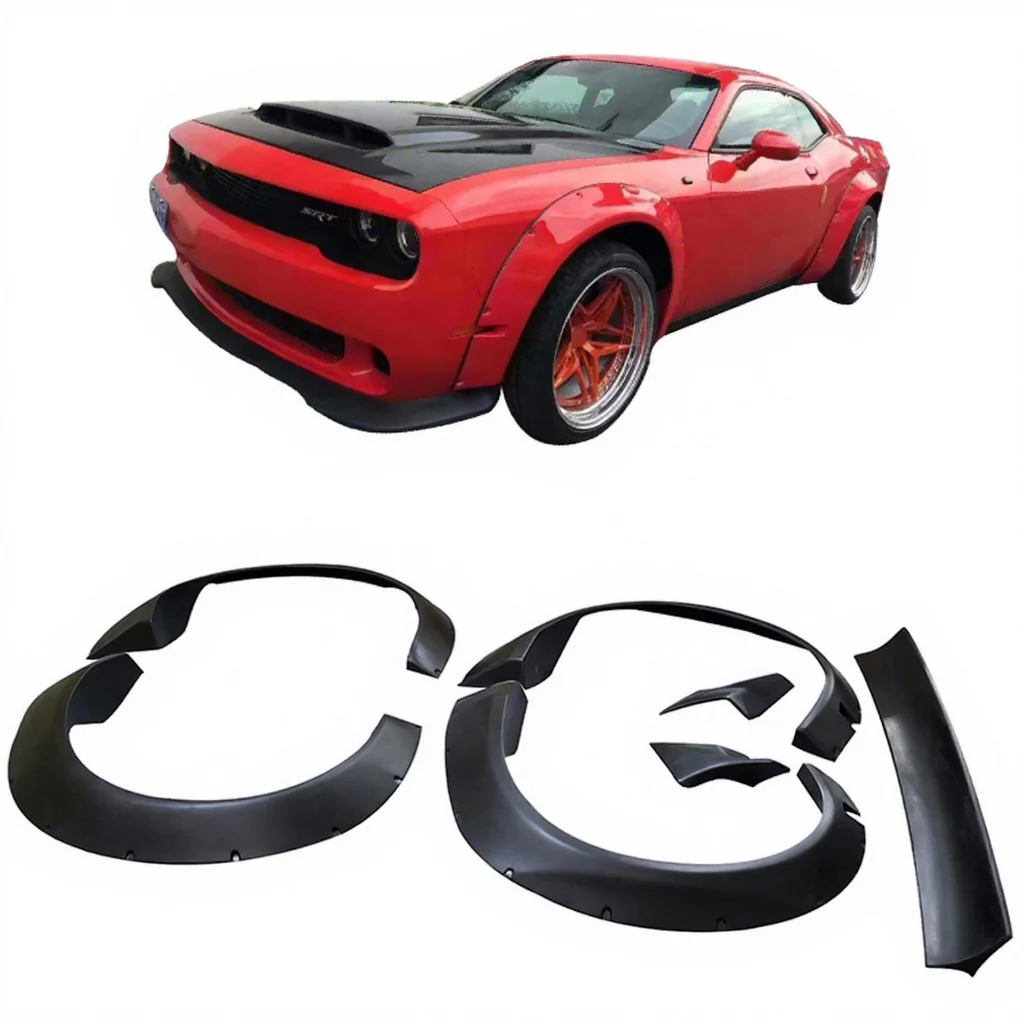 

High Quality Car FRP LB Style Wide Body Kit Wheel Arch Eyebrow Stripe Car Wheel Modling Trims Spoiler for Dodge Challenger