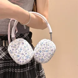 Wildflower wf Blue Rose Flowers Headband Phone Earphone Case for AirPods Max Wireless earphones Headset Protective Sleeve Cover
