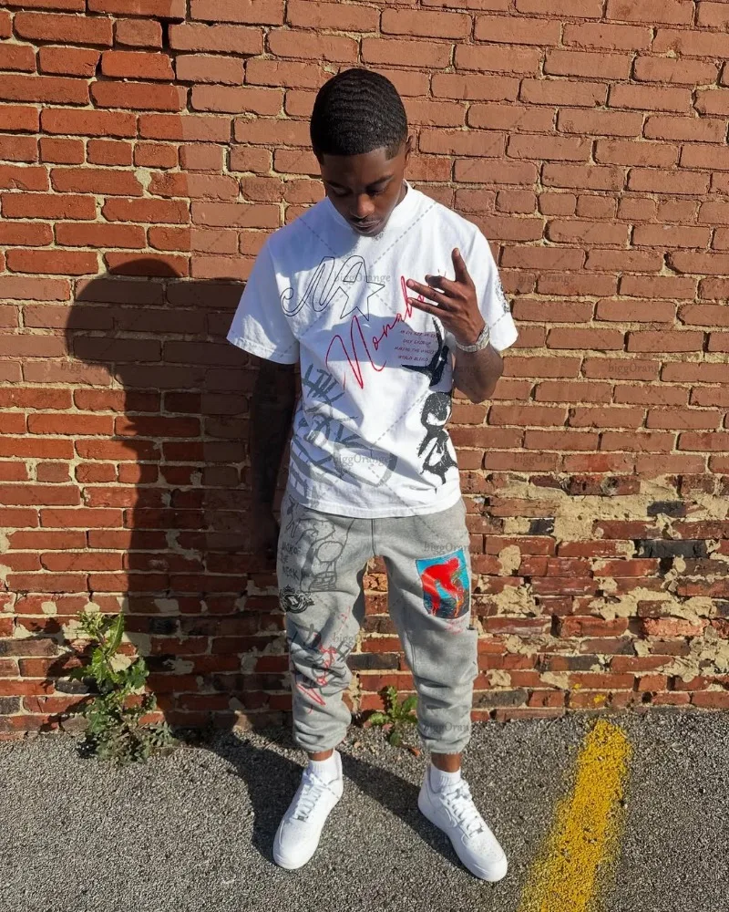 

2025 High Street Gothic Leg-length Pants Men Hip-hop Punk Casual Streetwear Streetwear Trendy Retro Harajuku Graphic Trousers