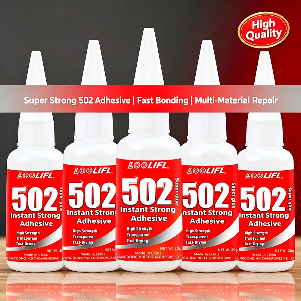 502 SuperGlue Instant Strong Adhesive Fast Drying Glue for Metal Plastic Rubber Wood Ceramic Multi‑Material Repair DIY Glue Tool