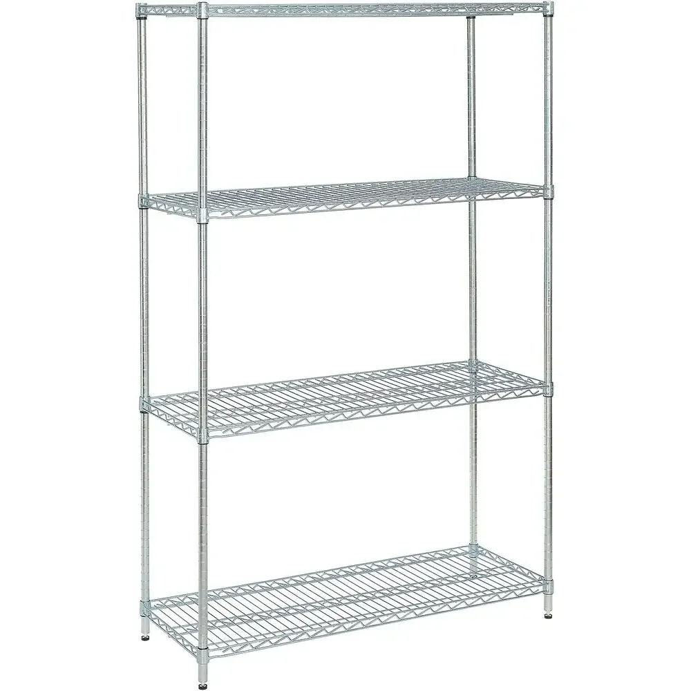 4-Tier Adjustable Wire Shelving Unit, 18x48x74, Commercial Storage Rack, NS Listed, Zinc Chromate Finish