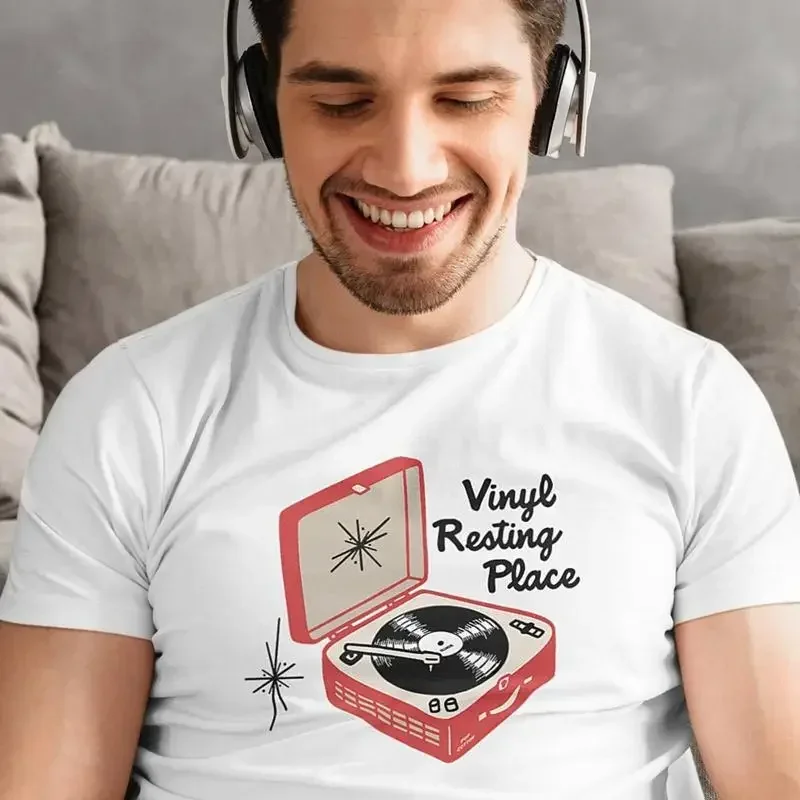 Vinyl Resting Place Retro Record Player Pop Cotton T Shirt