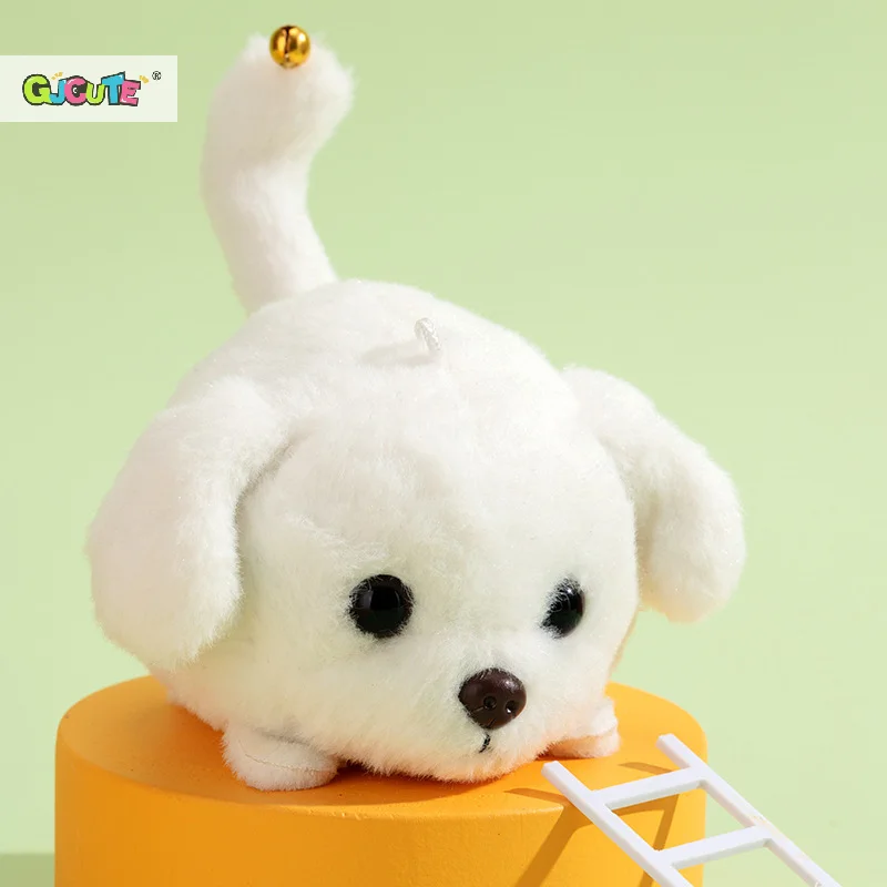 SimulationTail Wagging Dog Cute Pull Rope Will Move And Swing Rotating Puppy String Plush Doll Pendant Stress Relieving Gift