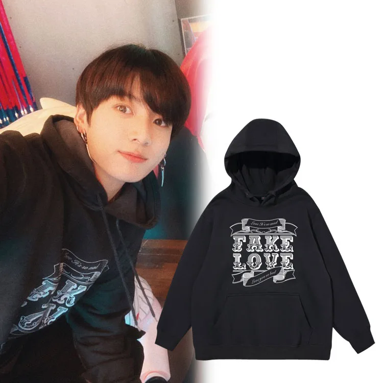  Jinhwan Fake Love Hoodie ex Oversized Fce Spring Autumn Winter Cotton Long Sve Crew Ne Commute Sle Korean V...