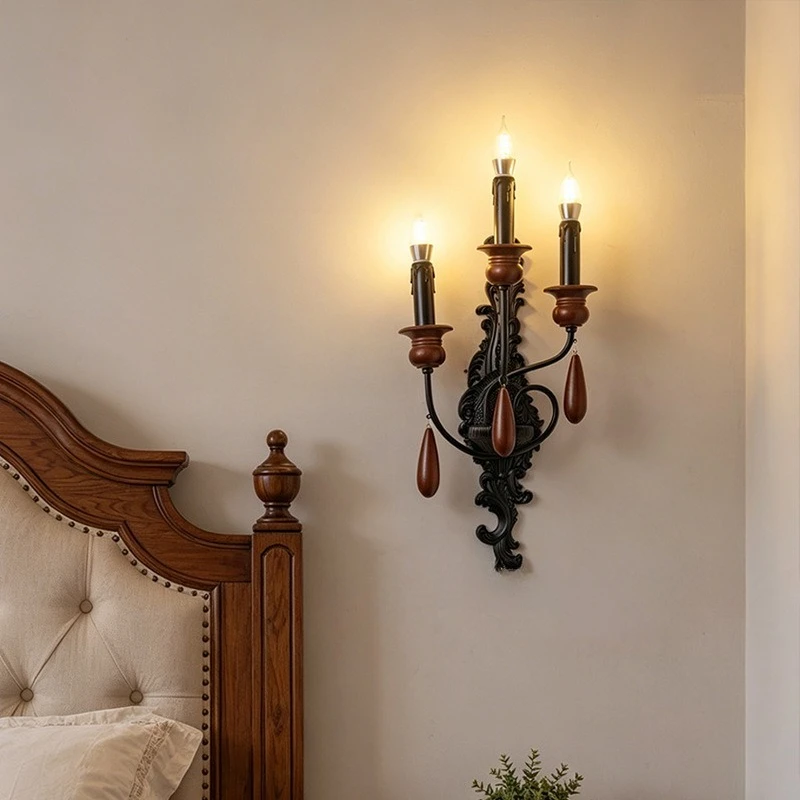 Mid Ancient Style Imitation Candle Wall Lamps Bedroom Bedside Living Room Dining Room Nordic Wall Decor Luxury Lighting Fixture