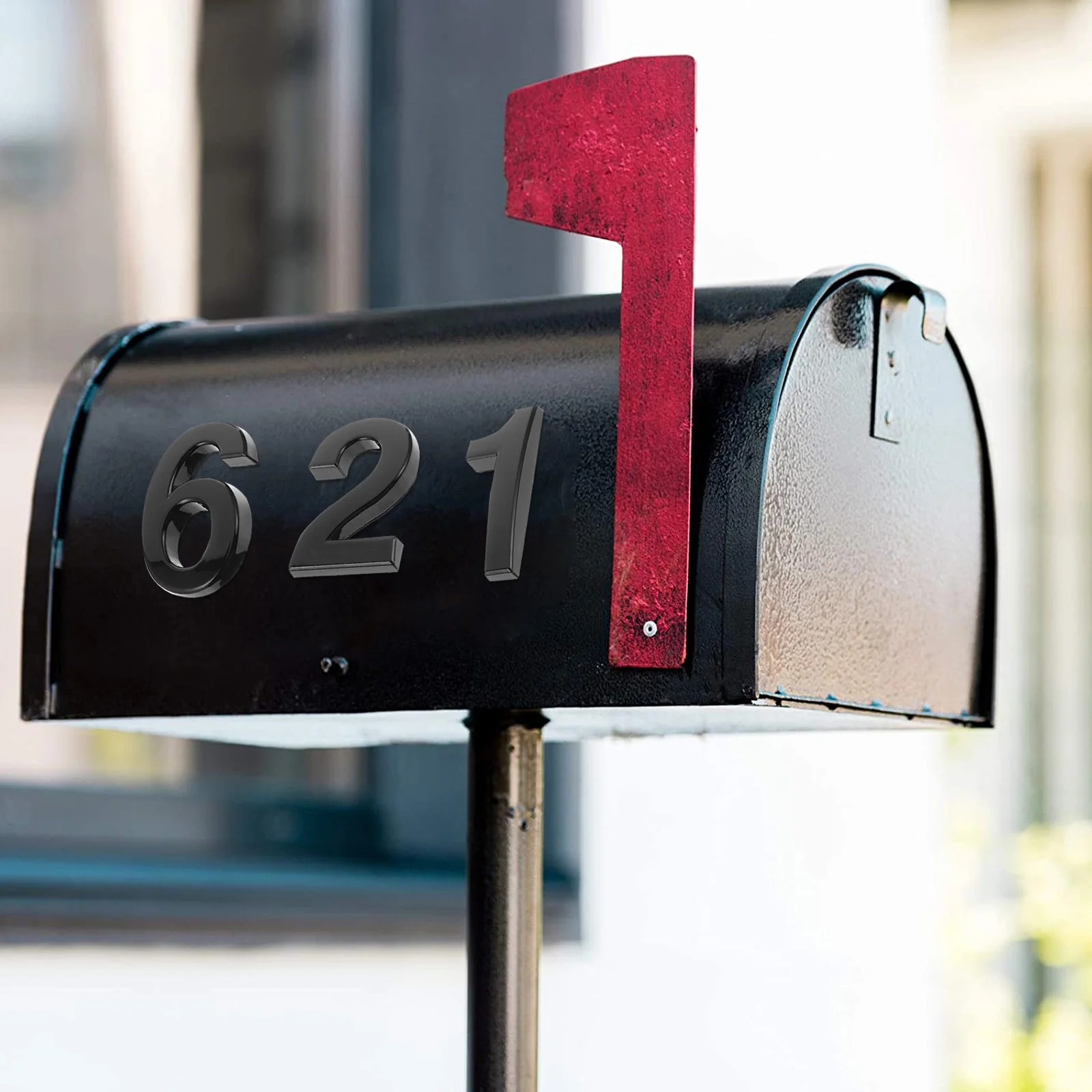 

10 Pcs 3D House Number Resin Black Decorative Mailbox Door Sign Self Adhesive Easy Assemble Room Gate Number Signboard