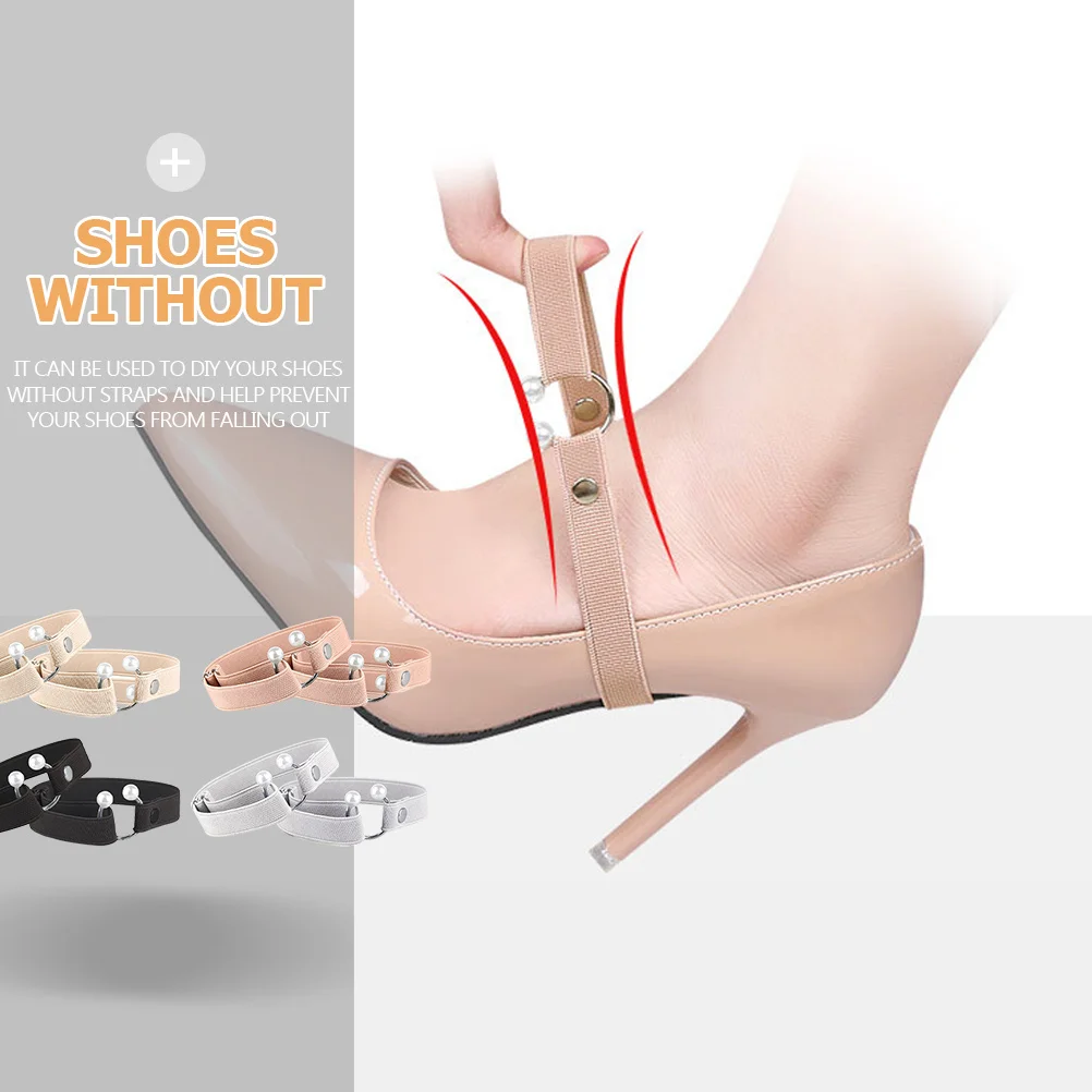 

4Pairs High-Heeled Shoe Tie Pearl Decoration Elegance Lightweight Detachable for Women High-Heeled Shoelaces Anti-Loose Shoelace