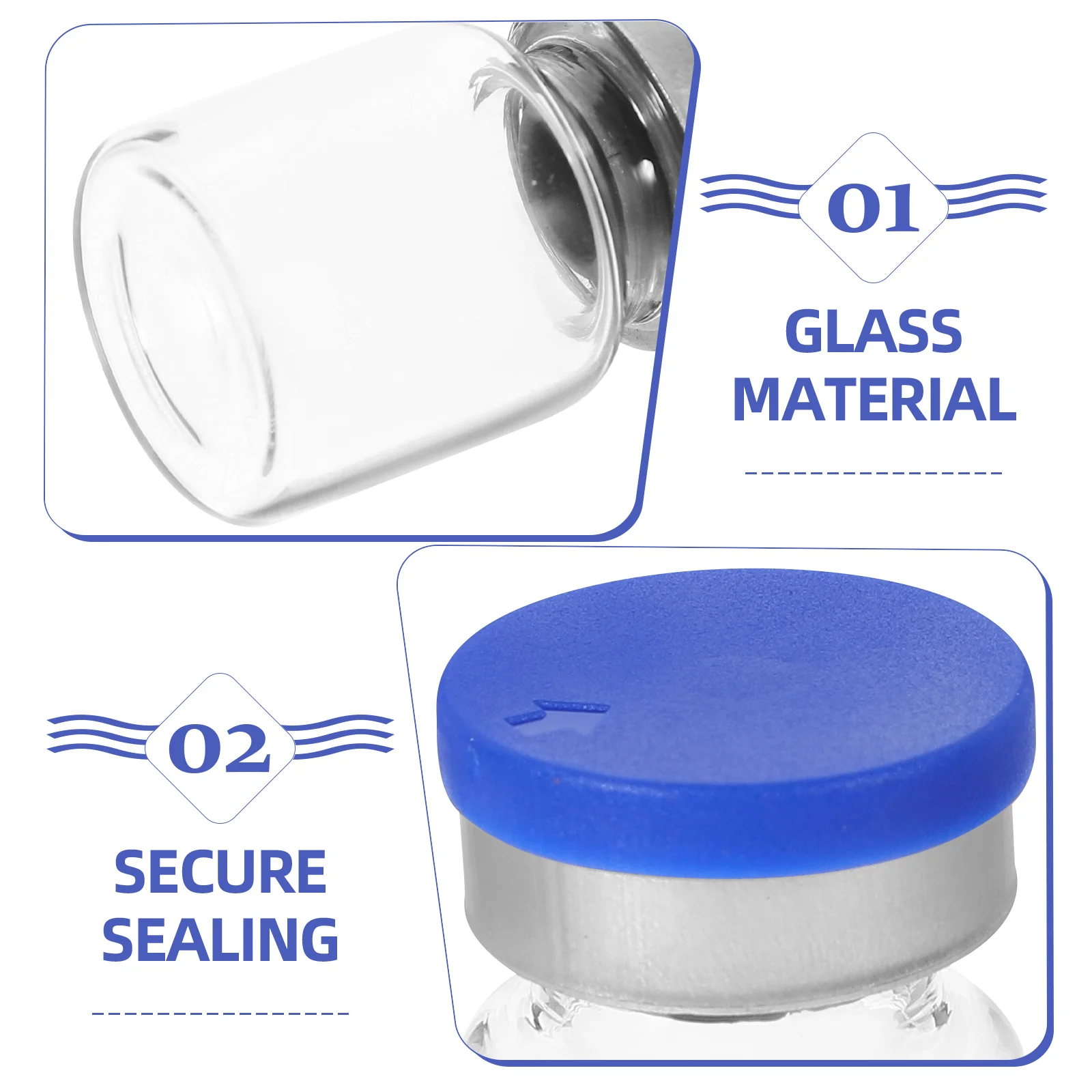 20 個のガラスボトル保存ボトルバイアルキャップ付き実験室液体サンプリング試験管